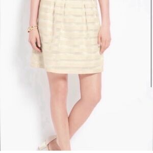 Ann Taylor Striped Organza Overlay Skirt, 00, ivory